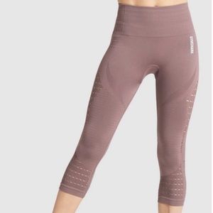Gymshark ENERGY SEAMLESS CROPPED LEGGINGS - S - Taupe